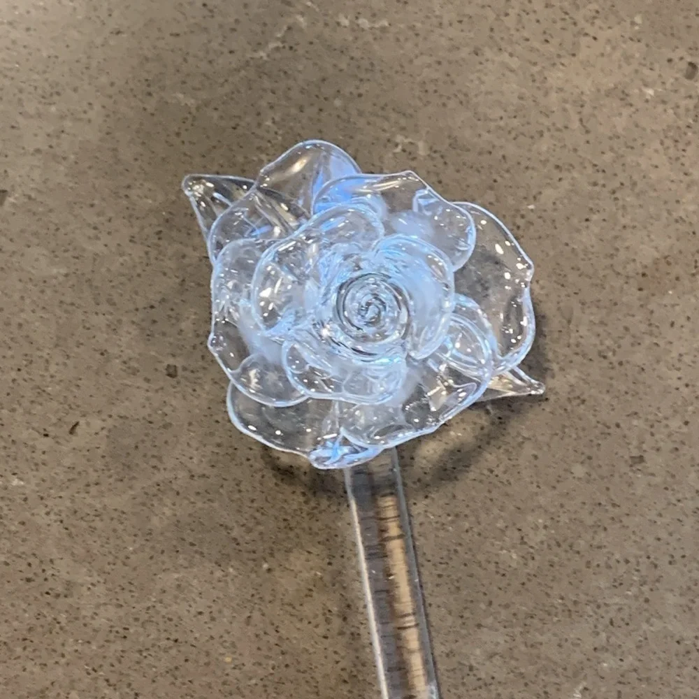 NWOT Vtg Princess House Crystal Glass Flower Swizzle Stick Stirrer 11”
